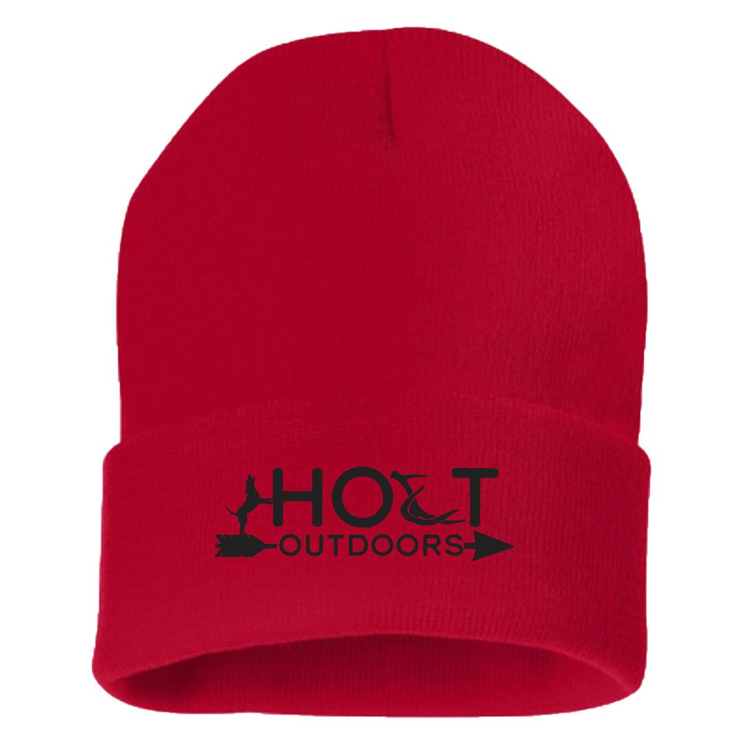 Red Holt Outdoors Embroidered Logo Stocking Hat